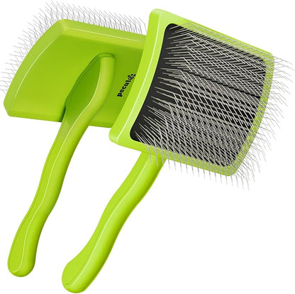 Pecute Slicker Brush for Dogs &amp; Pet Comb, Professional Grooming Dog Brush for Goldendoodles, Poodles, Labradoodles, with Extra Long Soft Pins to Effectively Remove Tangles, Knots and Mats, 2PCS