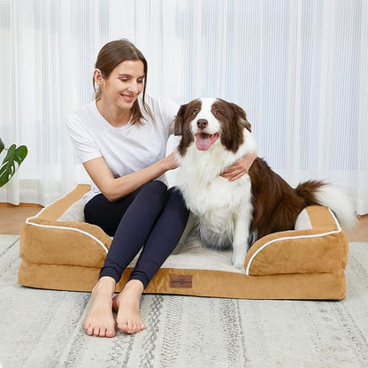 Comfort Expression Small Dog Beds Waterproof Orthopedic Foam Dog Sofa Beds for Small Dogs Comfy Pet Bed with Washable Removable Cover &amp; Non-Slip Bottom(X-Small,Khaki)