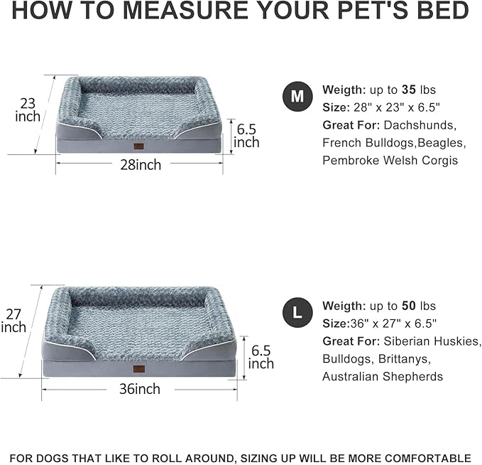 WNPETHOME Dog Beds for Large Sized Dogs, Washable Orthopedic Dog Couch Sofa Bed with Waterproof Lining &amp; Non-Skid Bottom for Pet Sleeping