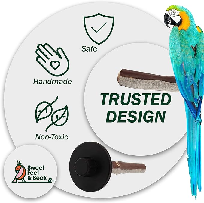 Superoost Manzanita Pumice Pedicure Perch- Easy to Install Bird Cage Accessories for Healthy Feet, Nails and Beak - Natural Bird Perches Imitates Birds&