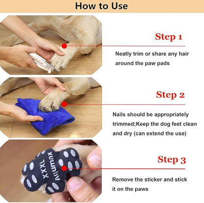 Dog Paw Protector Anti-Slip Pads,Toe Grips for Senior Dogs,Paw Grips Traction Pads for Slippery Hardwood Floors,Essentials for Senior Dogs,12 Sets (48 pcs) L Black