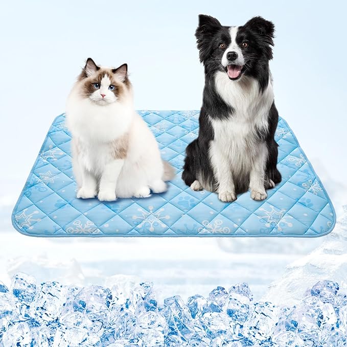 Homimp Dog Cooling Mat,27.5" x 38.5" Thicken Self-Cooling Mat for Dog Large,Internal Waterproof&amp; Endothermic,Washable Pet Ice Cool Pad Blanket,Pet Sleeping Pad for Indoor Outdoor in Summer, Non-Toxic