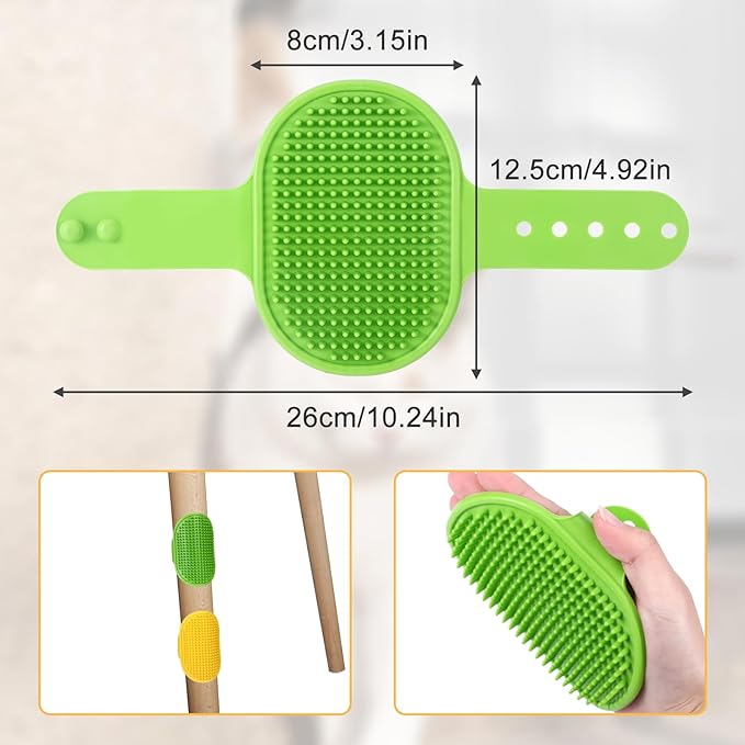 4Pcs Adjustable Cat Self Groomer, Silicone Cat Brushes for Indoor Cats Grooming Self Cleaning, Cats Face Scratchers Massager for Corner Scratcher, Pet Supplies (Green &amp; Yellow)