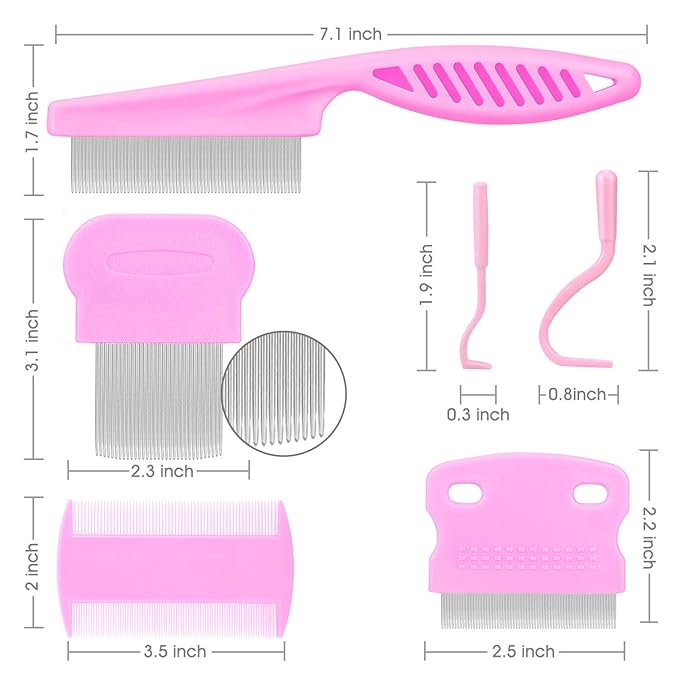 Cat &amp; Dog Grooming Set - Fine Tooth Comb For Grooming And Removing Dandruff Flakes Remove Float Hair Tear Marks (pink)
