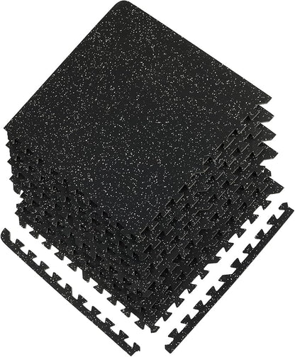 VEVOR 6PCS 0.56 inch Thick Gym Floor Mats, 25" x 25" EVA Foam &amp; Rubber Top Interlocking Workout Floor Mats with 24 sq.ft Coverage, Waterproof Exercise Puzzle Flooring for Gym, Home, Garage, Basement