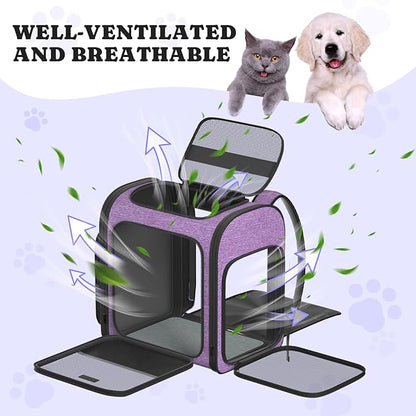 Pawtners Dog Carrier Backpacks Large Cat Backpack with Anti-Scratch Mesh, Foldable Designed Pet Backpack Carrier for Kitten Small Dogs &amp; Large Cats Up to 18 Lbs, Dog Carrier for Travel Outdoor