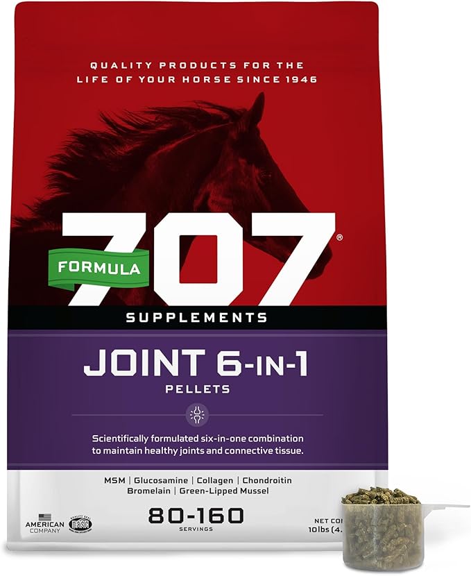 Formula 707 Joint 6in1 Equine Supplement 10 lb Bag – Support for Joint Integrity and Inflammatory Response in Horses – Green-Lipped Mussel, MSM, Glucosamine, Chondroitin &amp; Collagen