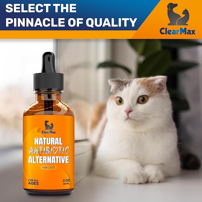 Cat Antibiotic to Help with Cough &amp; Allergies – Antibiotics for Cats to Aid with UTIs and Digestive Moments – HIPS &amp; Joints Support – Attractive Chicken Taste – 2 Oz Bottle