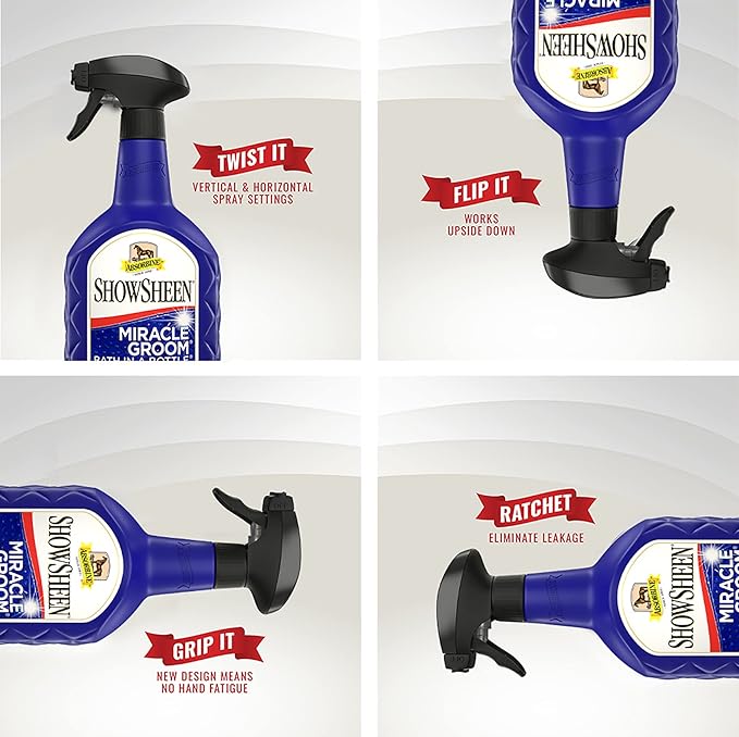Absorbine ShowSheen Miracle Groom Waterless Shampoo, 5-in-1 Formula for Coat, Mane &amp; Tail, 32oz