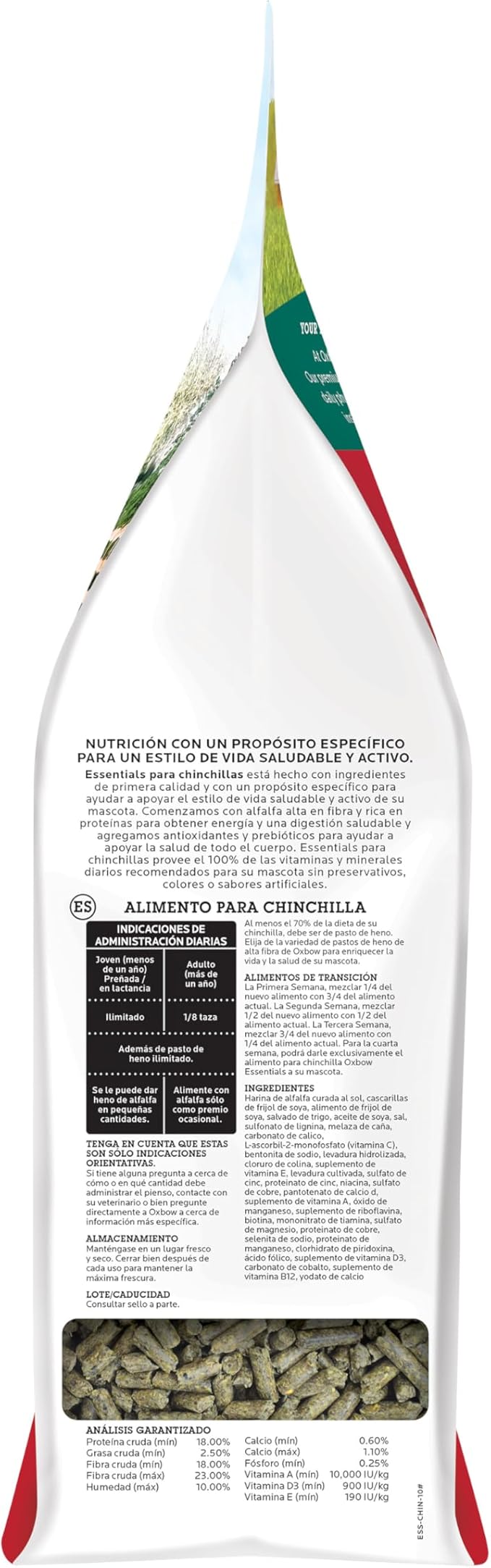 Oxbow Essentials Chinchilla Food, Made with Oxbow Alfalfa, Vitamin &amp; Mineral Rich Food for Chinchillas, Small Animal Pet Pellets, Made in USA, High Fiber, 10 lb Bag