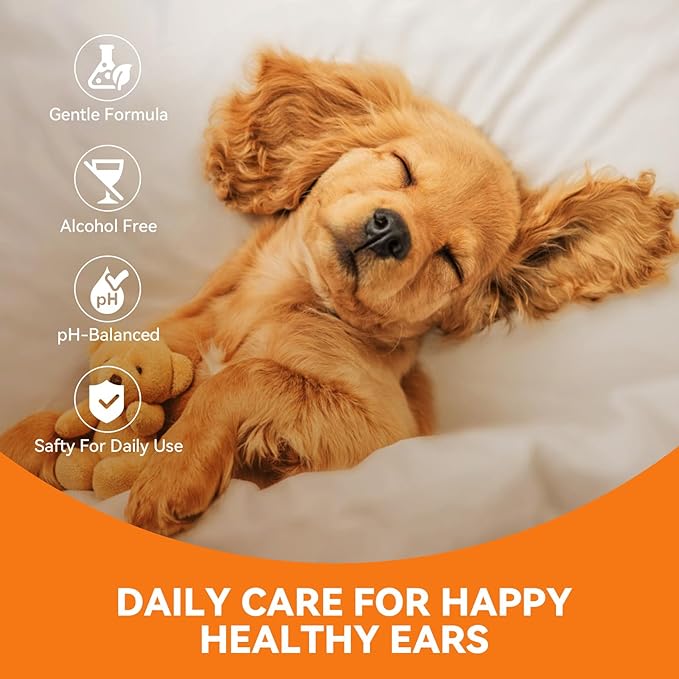 Ear Cleaner for Dog &amp; Cats, Dog Ear Drop and Infection Treatment, Dog Ear Cleaning Solution- Cleaning,Soothing, and Deodorizing Itchy Ears - 8oz