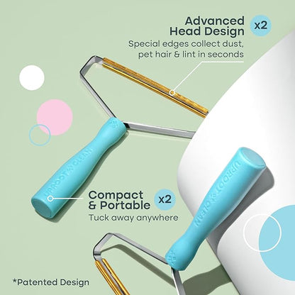 Uproot Cleaner Pro Pet Hair Removal Tool -2 Pack-Special Dog Hair Remover Multi Fabric Edge and Carpet Rake by Uproot Clean-Cat Fur Remover for Couch, Pet Towers, Rugs, Cat Mats and Trunks &amp; Much More