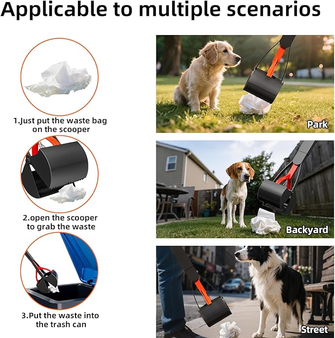2 Pack 32 Inch Foldable Dog Pooper Scooper,Dog Poop Pick Up Tool for Large&amp;Small Dogs,Sturdy &amp; Light Weight,Easy to Carry and Clean
