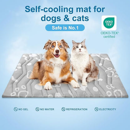 BEAUTYZOO Upgrade Dog Cooling Mat Extra Large, Reversible Self-Cooling Mat for Dogs, Thicken Pet Ice Cool Pad Blanket for Summer Kennel Sofa Bed Floor Car Seat, Machine Washable&amp;Foldable, 59"x40"