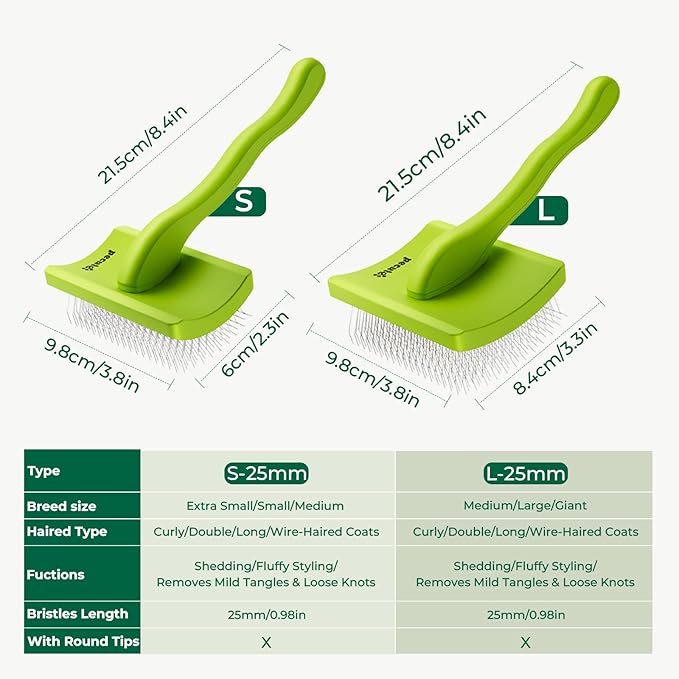 Pecute Slicker Brush for Dogs &amp; Pet Comb, Professional Grooming Dog Brush for Goldendoodles, Poodles, Labradoodles, with Extra Long Soft Pins to Effectively Remove Tangles, Knots and Mats, 2PCS