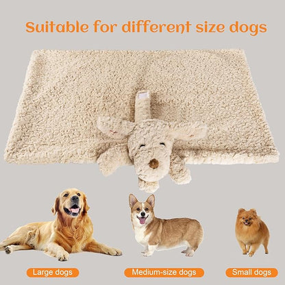 Heartbeat Toy Puppy Heartbeat Blanket for Dog Anxiety Relief, Heartbeat Stuffed Animal for Puppy Calming Aid Behavioral Aid, Comfort Cuddle Toy for Dogs Cats Pets…