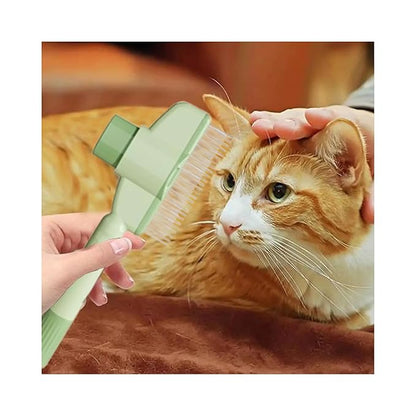 Pet Hair Removal Comb, Flea Brush with Release Button for Cat Dog, De-Shedding Cat/Dog Hair Comb, With Long &amp; Short Stainless Steel Metal Teeth for Shedding(Green)