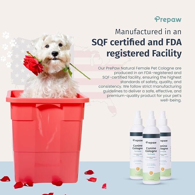 Natural Pet Cologne - Powdery Floral Scent, 3-in-1 Deodorizing, Conditioning &amp; Moisturizing Spray for Dogs &amp; Cats - Long Lasting. Daily Use, 8 fl oz (Female Pet)