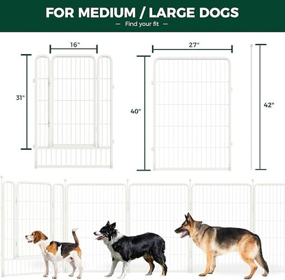 FXW Rollick Unleashed Dog Playpen for Indoor, Yard, RV Camping, 40 inch 24 Panels for Medium and Large Dogs, White│Patented