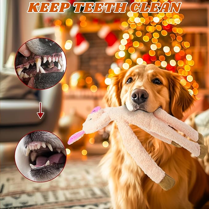 3 Pack No Stuffing Crinkle Squeaky Interactive Plush Dog Toys for Aggressive Chewers to Keep Puppy Busy for Boredom Small &amp; Medium Breeds Furry Friend Teething Orange Fox Pink Pig Blue Hippo
