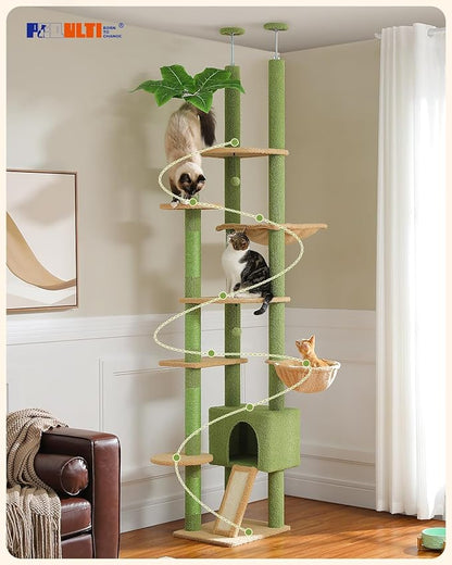 PEQULTI Tall Cat Tree, Floor to Ceiling Cat Tree Tower Adjustable [90.5&