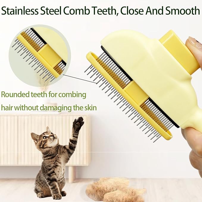 2Pcs Flea Comb for Cats Dogs,Long &amp; Short Stainless Steel Metal Teeth for Shedding and Tangles,Cat Combs for Indoor Cats