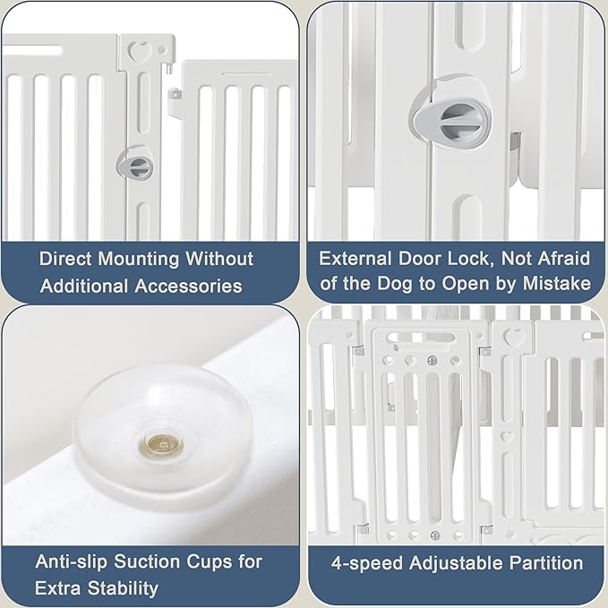 2 Room Dog Playpen with Door,DIY Shape Combination Puppy Pen,16-Panel+2 Link Piece+Large Door+Small Door,25.5" H Dog Fence,Non-Slip&amp;Secure Pet Gate,Easy to Assemble