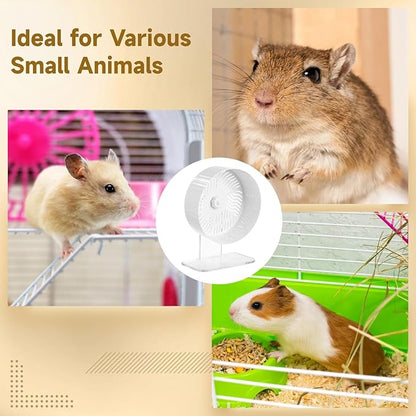 Silent Hamster Wheel, Hamster Exercise Wheel with Adjustable Acrylic Stand, Hamster Exercise Wheel for Gerbil, Syrian &amp; Dwarf, Chinchilla and More Small Animal Hamster Running Wheels (8.2 in)