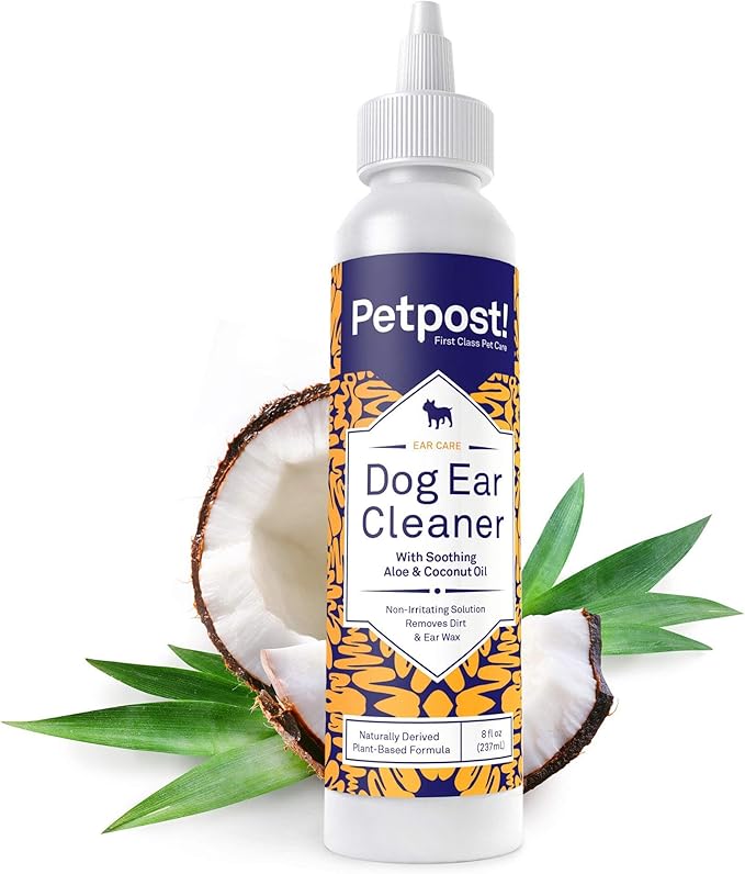 Petpost | Dog Ear Cleaner - Natural Coconut Oil Solution - Best Remedy for Odor - Dog Ear Problems - Chemical &amp; Irritant Free 8 oz.