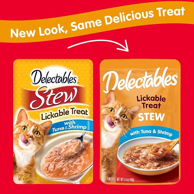 Hartz Delectables Stew Lickable Wet Cat Treats for Adult &amp; Senior Cats, Tuna &amp; Shrimp, 12 Count, 1.4 Ounce (Pack of 12)