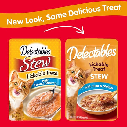 Hartz Delectables Stew Lickable Wet Cat Treats for Adult &amp; Senior Cats, Tuna &amp; Shrimp, 12 Count, 1.4 Ounce (Pack of 12)