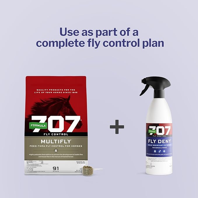 Formula 707 Fly Deny Spray for Horses &amp; Ponies, Sweat-Resistant 14-Day Protection from Flies, Gnats &amp; Mosquitoes, Repels and Kills, 32 Oz