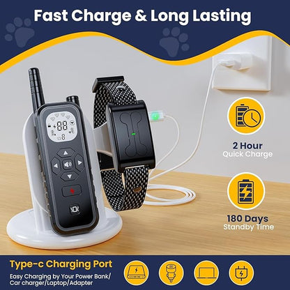Wireless Dog Fence Invisib for Dogs Electric Fence 185 Days Standby Training Collar, Flash Light &amp; Waterproof Portable Dog Perimeter Collar with 3 Training Mode for 1 Dog Large Medium