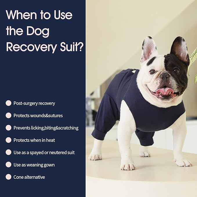 IECOii Pet Surgery Recovery Suit,Breathable Dog Bodysuit E-Collar &amp; Cone Alternative Surgical Suit After Spayed/Neutered Wear,Recovery Suit for Dogs Male Female Sleeve to Prevent Licking,XL-Blue
