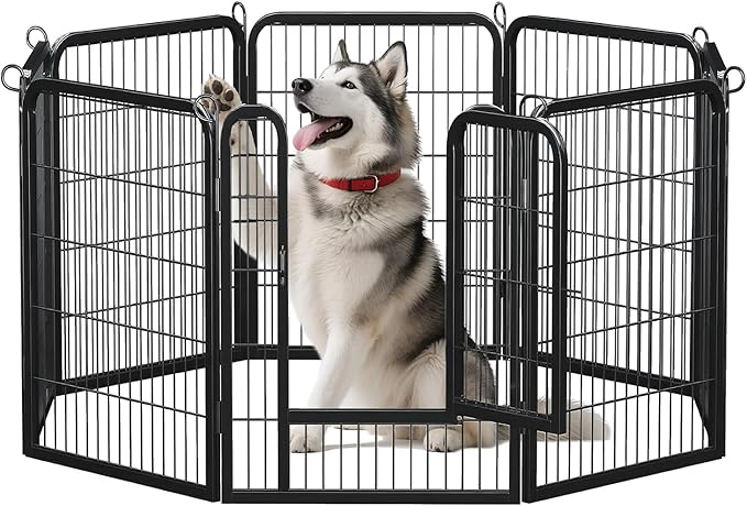 40 Inch Dog Playpen - 8 Panels Metal Pet Exercise Pen for Medium-Large Dogs, Indoor/Outdoor Dog Fence for Yard, Garden, Camping &amp; RV Travel