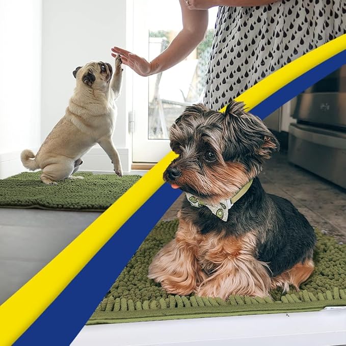 Muddy Mat® Shown on TV – Super Absorbent Door Mat Indoor, Microfiber Quick Dry Chenille Entryway Rug, Non-Slip Front Door Mat, Indoor Mats for Entryway, Machine Washable Pet Rug, Army Green 24"x36"