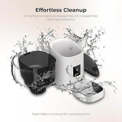 Smart HD Cat Feeder, 2 Way Audio + Voice Recording, Automatic Feeder for Dog with 1080p Night Vision Camera, WiFi App Controlled, Battery Backup, Anti Jam 6L Upto 15 Daily Meals, White Stainless