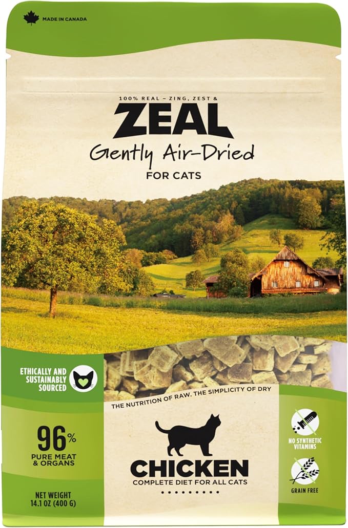 ZEAL Canada Air-Dried Cat Food Chicken Recipe - High Protein, Natural Superfoods, Nutrient Rich, No Fillers, Grain Free, Complete &amp; Balanced (Chicken, 14.1 oz)