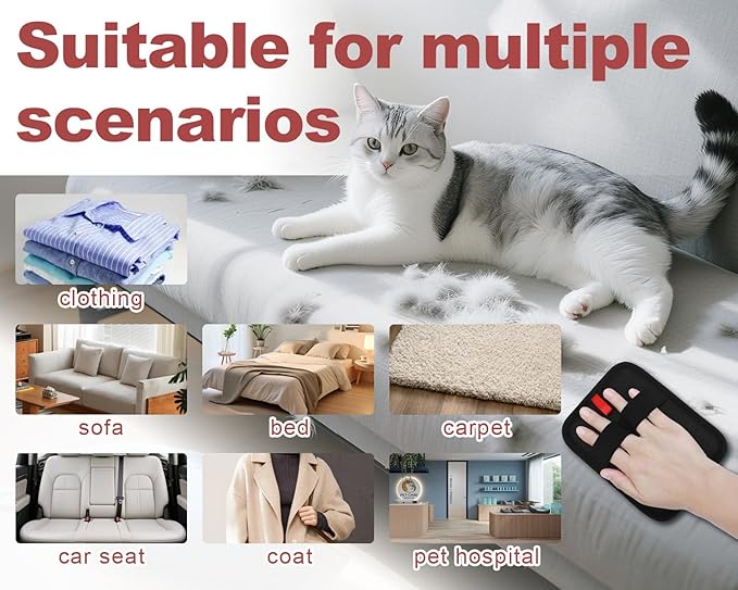 Pet Hair Removal Glove for Dogs &amp; Cats, Newly Upgraded Reusable Electrostatic Pet Hair Gloves, Pet Hair Remover Tool for Clothing, Couch, Carpet, Car Seat (2Pcs)