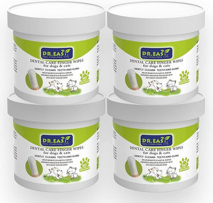 DR.EASY Breath Freshener Dental Finger Wipes 320ct for Dog &amp; Cat, Help Wipe Away Plaque &amp;Tartar, No Added Harsh Chemicals No Brush Formula