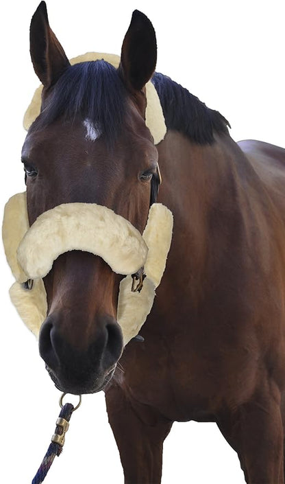 ECP Equine Comfort Products Merino Sheepskin Halter Fleece Set for Horses, 100% Natural Wool, Chafe Protection, Breathable Relief &amp; Cushioned Comfort, Machine Washable, 9-Piece Set, Cream