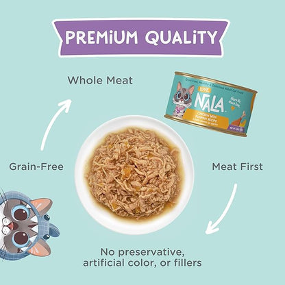 LOVE, NALA - FLAKED Chicken Variety Pack - 24 Pack - Natural Adult Cat Wet Food - Grain Free, Non-GMO, Lean Protein, Omega 3, Digestive Fiber, Added Minerals &amp; Vitamins
