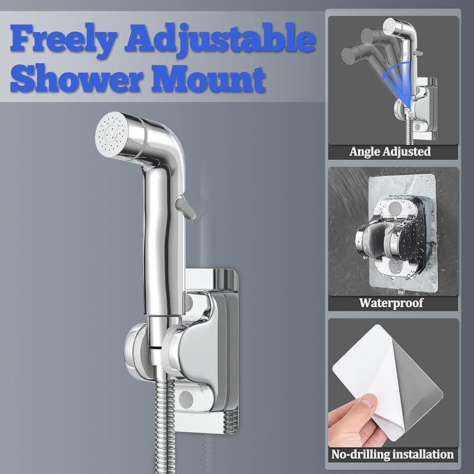 Dog Shower Attachment Metal, YDmeet Pet Washing Hose Attachment for Fast &amp; Clean Bathing, Brass 3 Way Diverter, Adjustable Sprayer wtih Turn Off, 8 ft Hose and Holder, Chrome