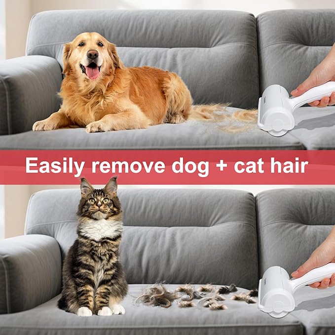 Pet Hair Removal Tool – Reusable Lint Roller for Dogs &amp; Cats – Self-Cleaning Fur Remover Brush - Portable, Multi-Surface Fur Removal Tool - Reusable Double Sided Travel Brush