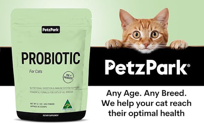 Probiotic for Cats &amp; Kittens - Cat Probiotic Powder for Hairball Prevention, Digestive Support, Immune Health, Prebiotics, and Diarrhea Relief - Suitable for Indoor Cats &amp; Kittens - 60 Scoops