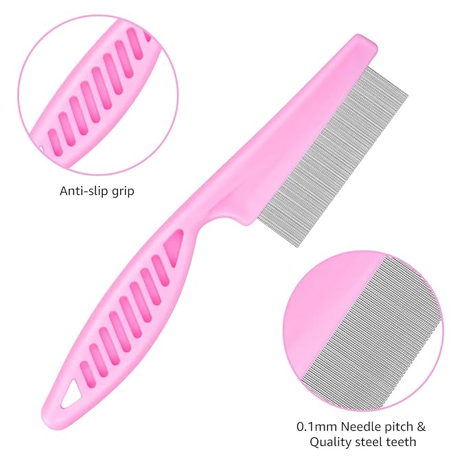 Cat &amp; Dog Grooming Set - Fine Tooth Comb For Grooming And Removing Dandruff Flakes Remove Float Hair Tear Marks (pink)