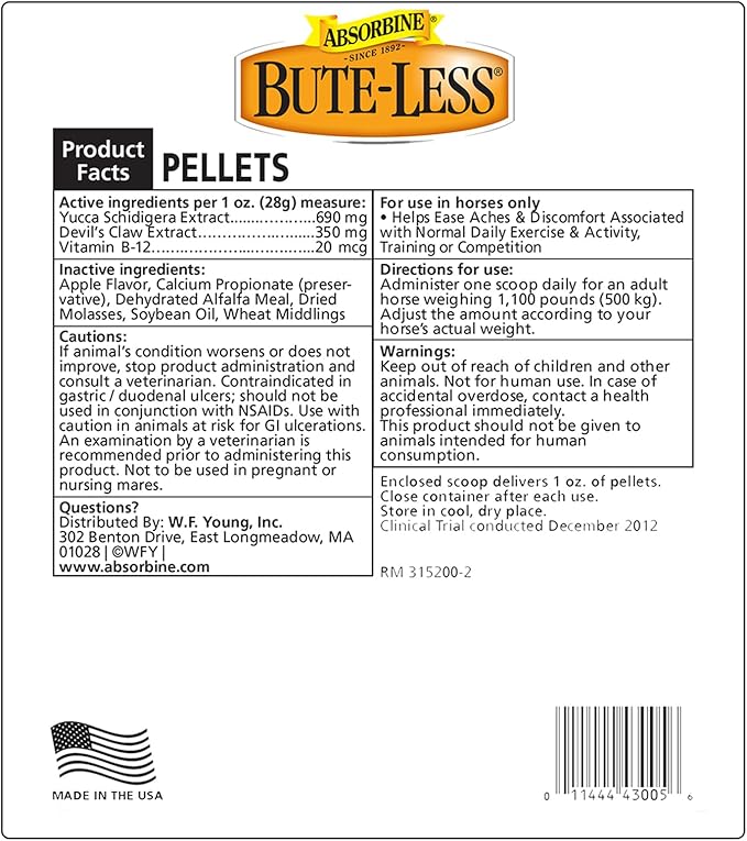 Bute-Less Comfort &amp; Recovery Supplement Pellets, Healthy Inflammatory Response, 2 lb / 32 Day Supply