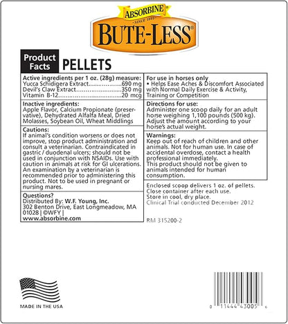 Bute-Less Comfort &amp; Recovery Supplement Pellets, Healthy Inflammatory Response, 2 lb / 32 Day Supply