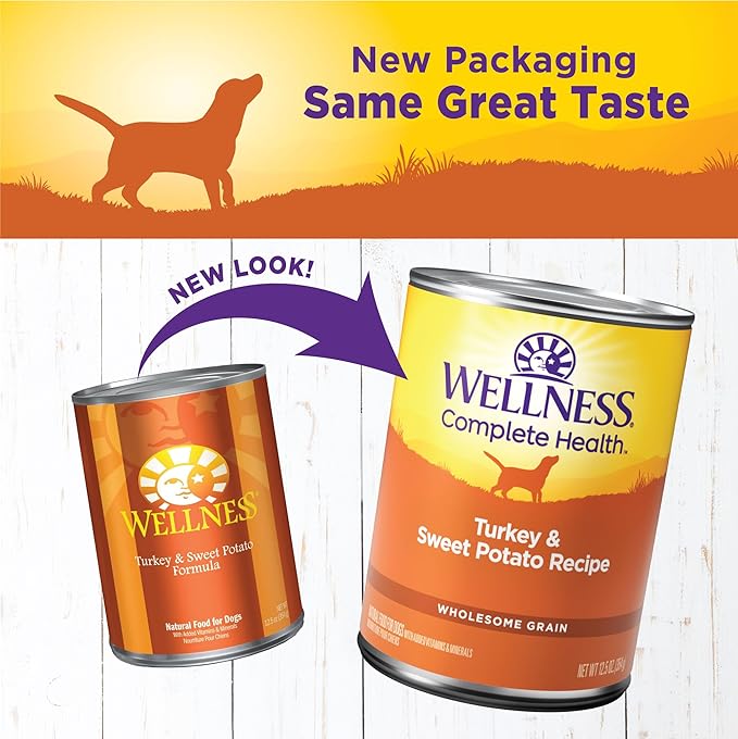 Wellness Complete Health Natural Wet Canned Dog Food Turkey &amp; Sweet Potato, 12.5-Ounce Can (Pack of 12)