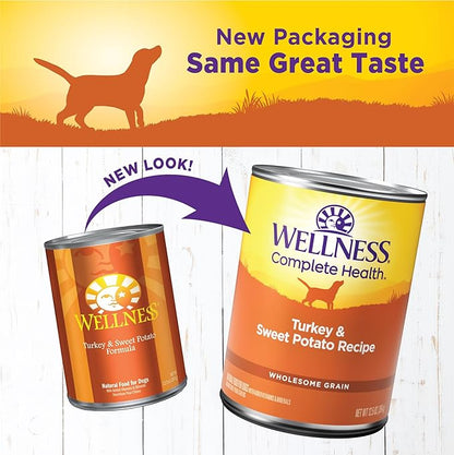 Wellness Complete Health Natural Wet Canned Dog Food Turkey &amp; Sweet Potato, 12.5-Ounce Can (Pack of 12)